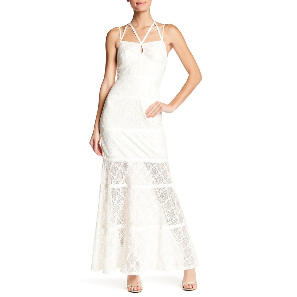 Ali & Jay Keyhole White Lace Floral Maxi Dress